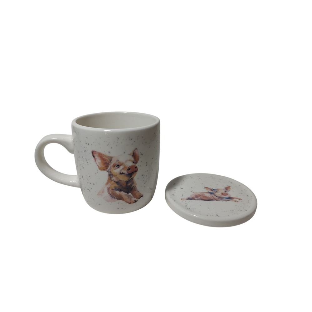 Kent Pottery Pig Mug and Coaster Simple and Sweet New In box Ten Oz‎ Two Pieces - Picture 9 of 14